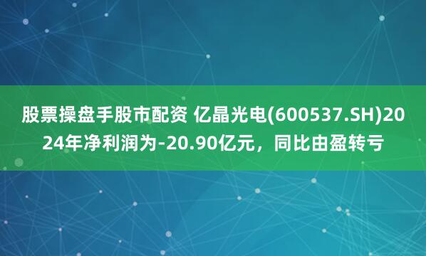 股票操盘手股市配资 亿晶光电(600537.SH)2024年净利润为-20.90亿元，同比由盈转亏