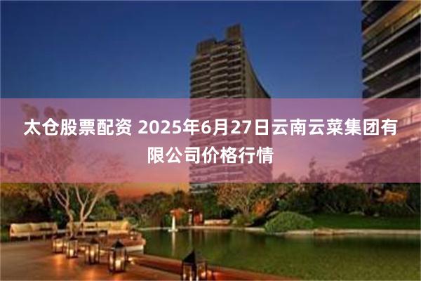 太仓股票配资 2025年6月27日云南云菜集团有限公司价格行情